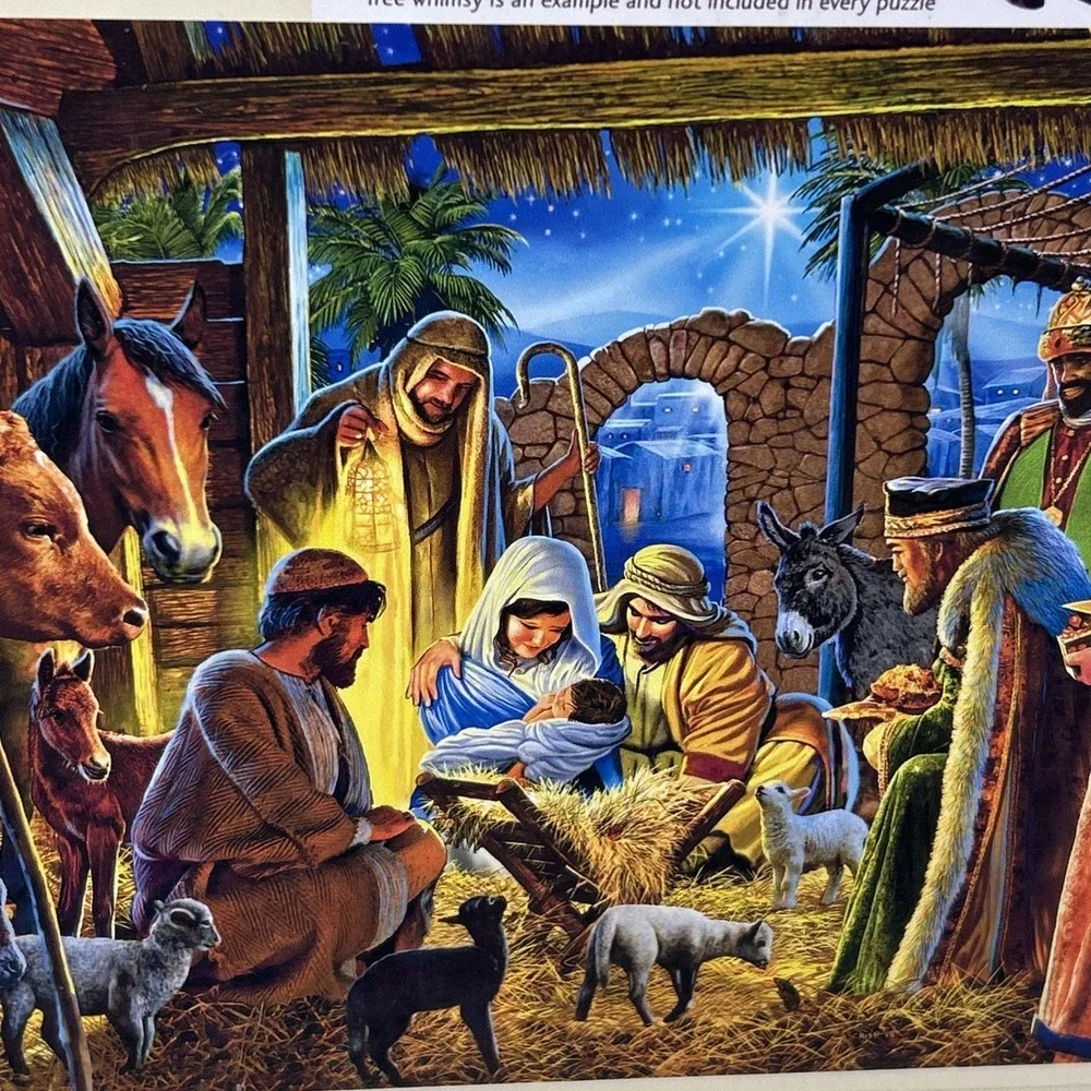 Wentworth Wooden Puzzle Nativity Scene 250 Pc Laser Cut Whimsy Complete Box